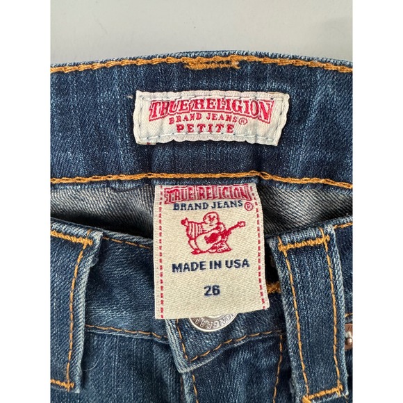 True Religion Becky Bootcut Jeans Petite Dark Wash Denim USA Made Size 26 - Picture 3 of 14